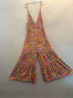 Floral Wide-Leg Jumpsuit in Pink & Orange